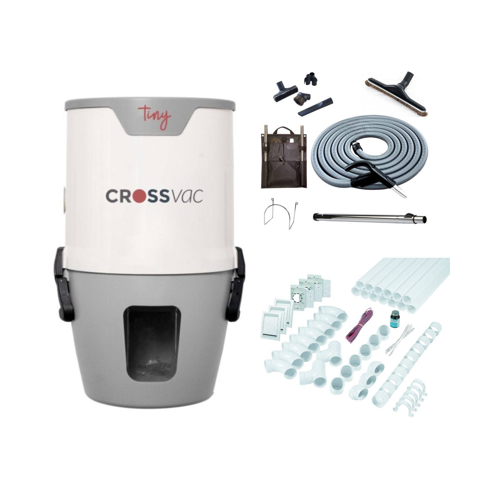 Zentralstaubsauger Set Tiny mit Schlauch-Set, 3 Saugdosen und Installationsmaterial