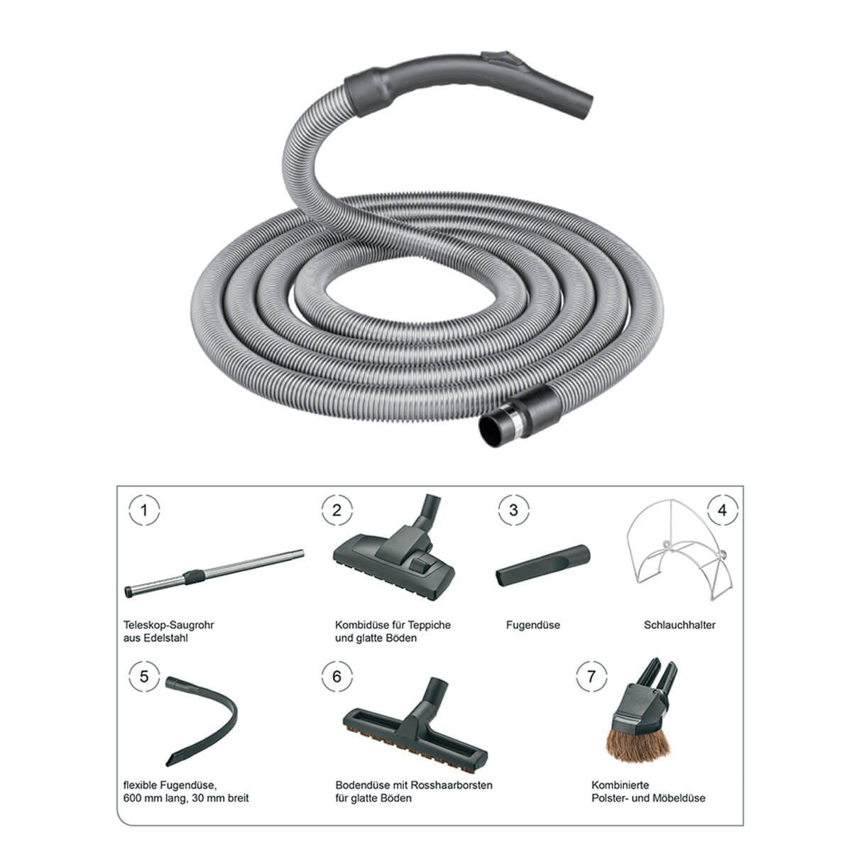 10538-standard-schlauch-set-8-tlg Zentralstaubsauger Schlauch Set mit Standard-Saugschlauch 8-teilig